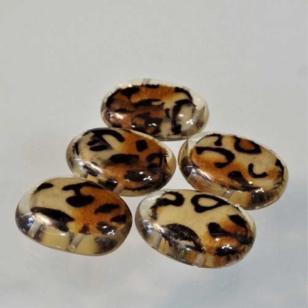 Craft Leopard Print 5 Acrylic Flatback Beads X Large 2.25 Inch